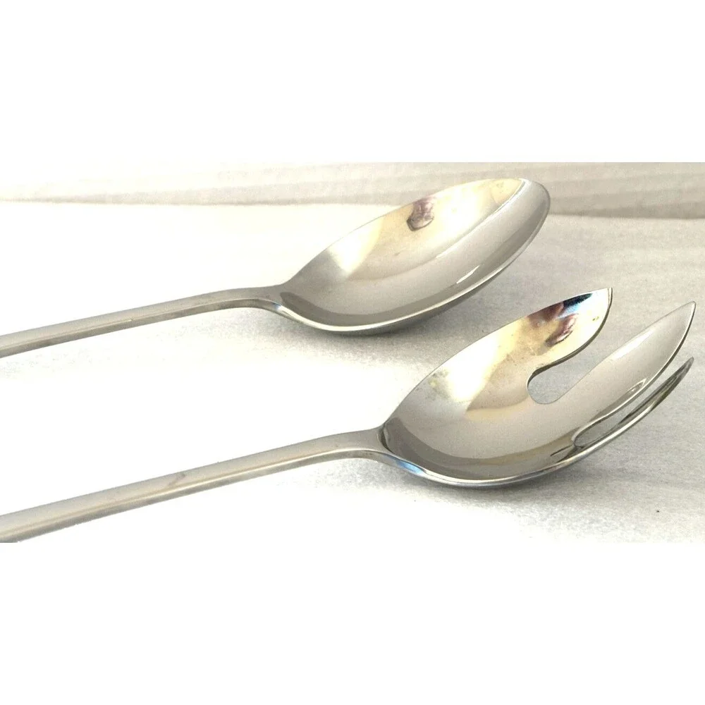 Vintage 80's Salad Serving Set Stainless Steel 13